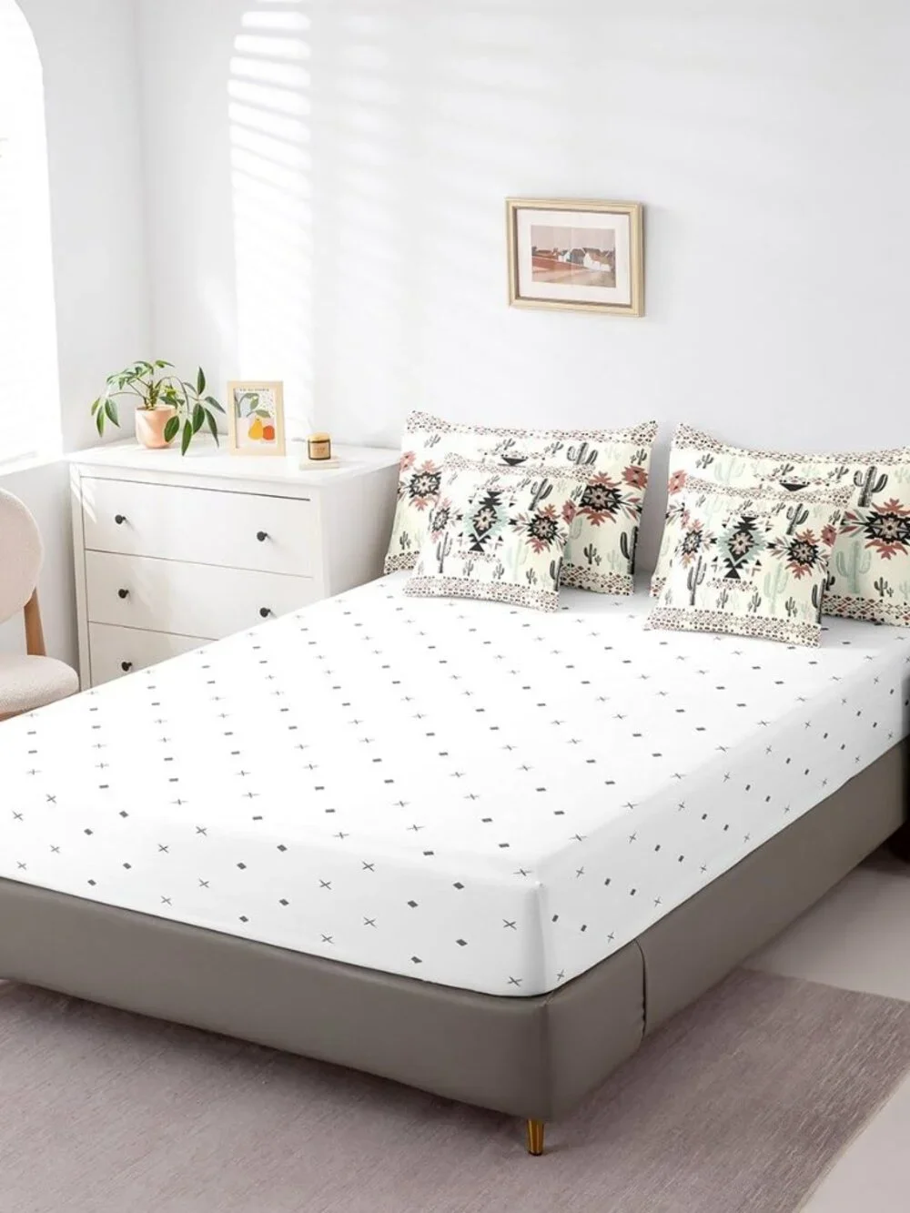 Khaki Southwestern Aztec 7 Pieces Bedding Set Kids Geometric Vintage Comforter S